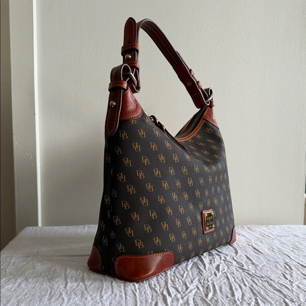 Dooney & Bourke Black and Brown Monogram Shoulder Bag - Picture 2 of 9